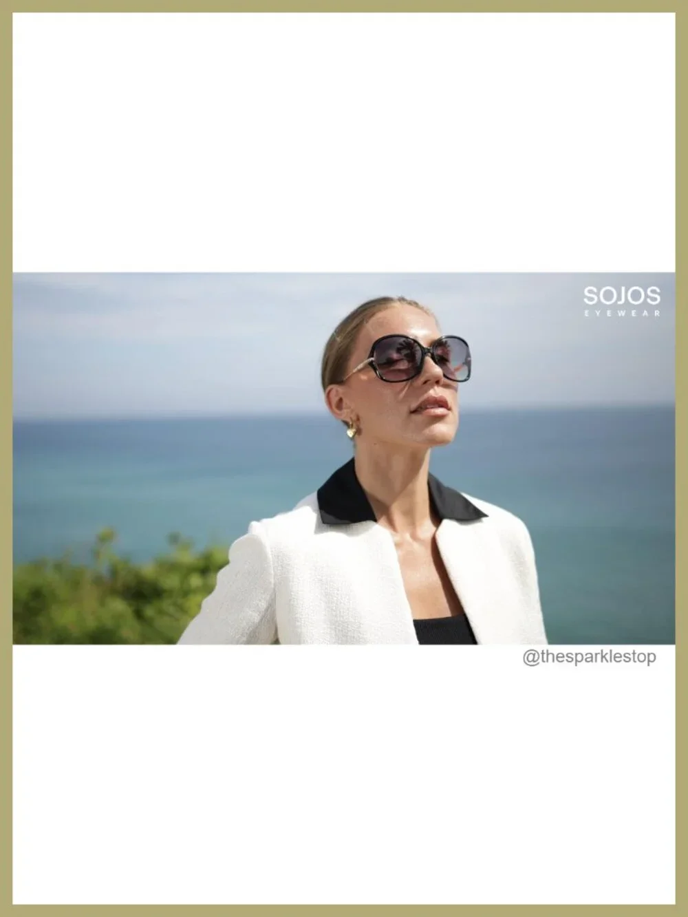 Oversized Butterfly Sunglasses UV400 Protection with Gold Arms